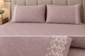 Luxury Self-Print 400 TC Pure Cotton Bedsheet with Embroidered Lace Pillow Covers